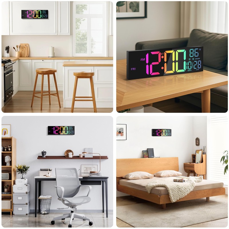 Mee 2ou 16.5" Large LED Wall Clock with Bluetooth Sync,
