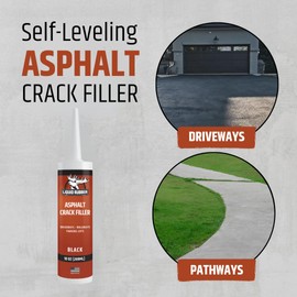 Liquid Rubber Asphalt Crack Filler - Professional-Grade Self-Leveling Waterproof Sealant for Driveway, Parking Lot & Walkway Cracks - Black 10oz - Helps Stop Water Intrusion & UV Damage - 1 Pack