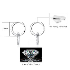 ankbrats Earrings 925 Silver Hanging for Girls, 10 mm S925 Sterling Silver Earrings, Double Hoop Earrings Cubic Zirconia, Double Circle Hoop Earrings for Women Ladies, Cubic Zirconia, Cubic Zirconia