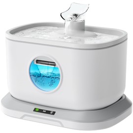 Petlipo Cat Water Fountain Cordless 2.5L/84Oz, Battery Operated Water Fountains for Cats Indoor Drinking with 3 Modes & 180° Motion Sensor, 23dB Quiet Automatic Water Dispenser for Dog, Pet, White