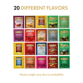 Twinings Tea Bag Sampler Assortment Box with Decorative Cotton Pouch Bag (20 Count) 20 Different Flavors for Tea Lovers: Her, Him, Women, Men, Couples, Family, Friends, Coworkers