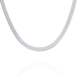 Sterling Silver Snake Chain Necklace Cut Herringbone Necklace for Women and Men (Steel color, One size（ 51cm）)