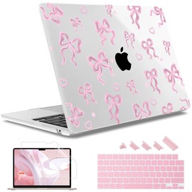 May Chen Compatible with M4 MacBook Air 15 inch Case 2025 2024 2023 A3241 A3114 M3 A2941 M2 with Liquid Retina Display & Touch ID, Plastic Hard Shell with Keyboard Cover - Heart Bow