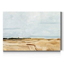 Renditions Gallery Quiet Coast (2) Impressionist Beach Landscape, Yellow Sand, Blue Sea, Nature, Premium Gallery Wrapped Canvas, Ready to Hang, 18 In x 27 In, Made in America Canvas Print Wall Art