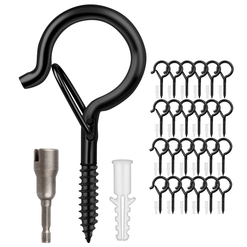 24 PCS Q-Hanger Hooks, Screw Hooks for Outdoor String Lights,