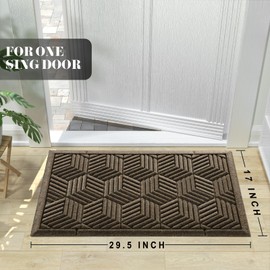 Yimobra Front Entrance Door Mat, All-Season Heavy Duty Outdoor Indoor Entryway Floor Mat, Sturdy Natural Rubber, Non Slip, Resist Dirt, Water Absorption, Easy Clean, 29.5x17 Inch, Beige Brown