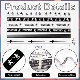 Threetols 6 Rolls 18 Yards Fencing Ribbons, 3/8" White Black Stripe Grosgrain Ribbons Fencing Ribbons Wrapping Craft Ribbons for Fencing Sports Hobby Decoration and Theme Party Decorations