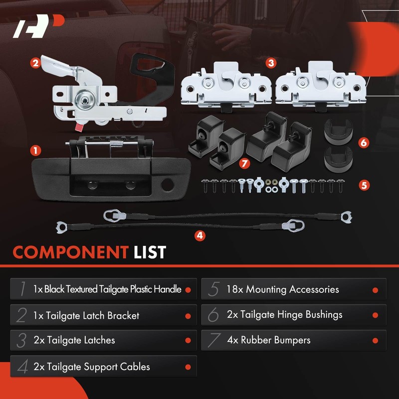 A-Premium 30-PC Tailgate Rebuild Kit Compatible with Dodge Ram 1500