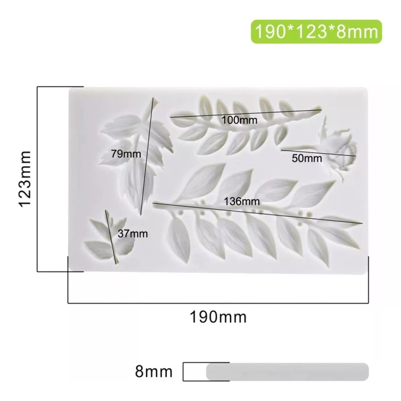 ML Molde Fondant Flor Hoja Moldes Silicona P Rosas Decor