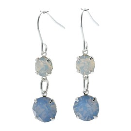 pewterhooter Sterling Silver Sparkling White Opal and Air Blue Opal Crystal Drop Earrings for Women
