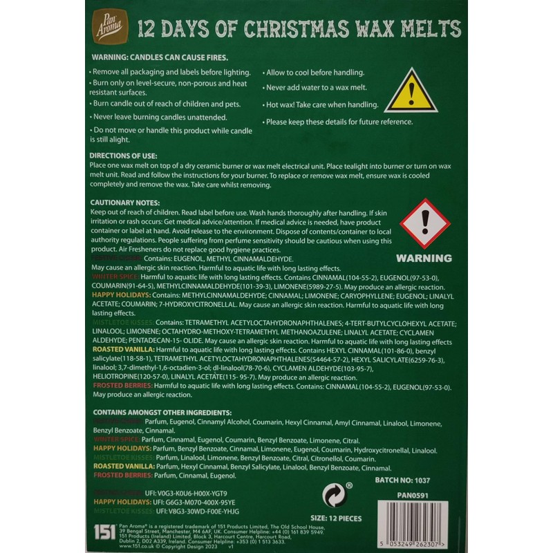 Christmas Wax Melt Advent Calendar 12 Days Of Wax Melts