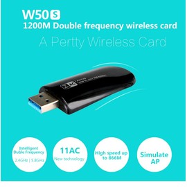 JAPOO RTL8812AU 1200M WiFi Wireless USB WiFi Adapter for Desktop PC and Laptop,600Mbps High Gain Dual Band 5dBi Antenna 5.8G/2.4G WiFi Adapter,Supports Win7/8/11/10/Linux (No Antenna)