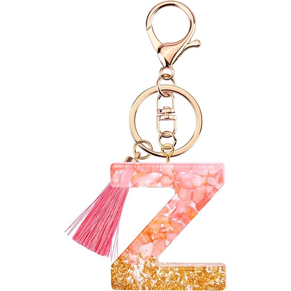 Rohans Pink and Gold Resin Alphabet Initial Letter Keychain, Bag