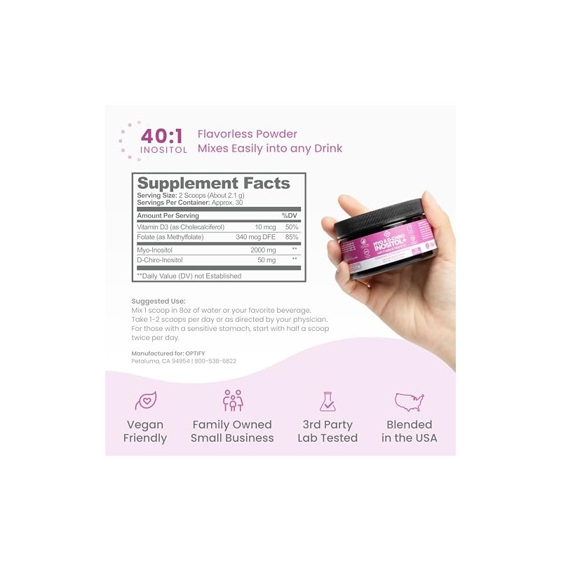 Inositol Supplement Myo And Chiro Powder Plus Folate Vitamin Ratio