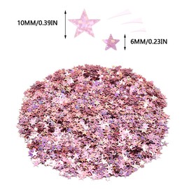 Hocansen 60 g Star Confetti 6 mm and 10 mm Glitter Stars Confetti Metallic Foil Stars Sequins Holographic Table Confetti Party Decoration (Glitter Rose Gold/ZX)