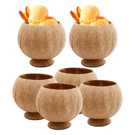 LIDSCURA 6 Pcs Natural Coconut Shell Cups, Hawaiian Theme Luau Party Cups Supplies, Coconut Cups for Party, Coffee Shop, Ice Cream Store, Restaurant, Special Coconut Shell Cup Decoration,12oz