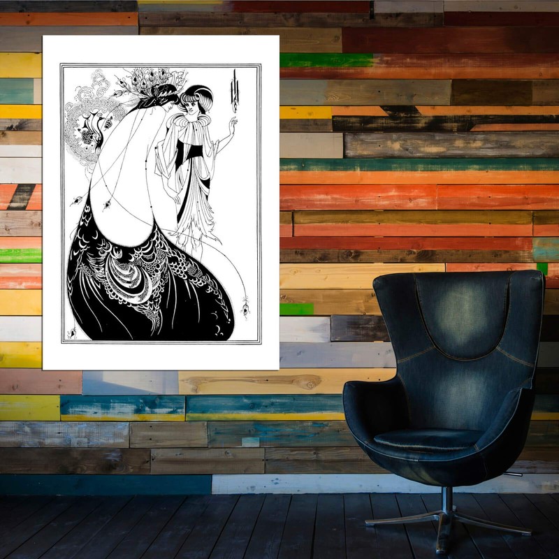 Spiffing Prints Oscar Wilde Aubrey Beardsley - Peacock Skirt Illustration