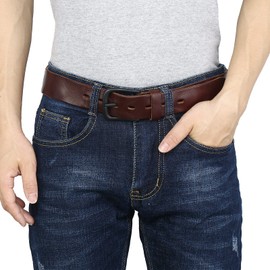 wolksprong Thicken Full Grain Leather Mens Belt Heavy Duty Work Belt High Hardness Buckle Packed In Gift Box