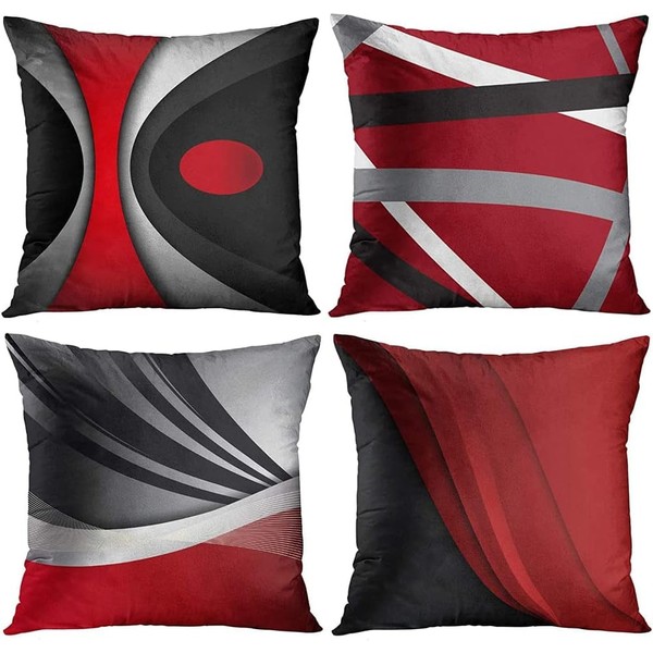 DILOXNSU Cushion Cover 40 x 40 cm Red Grey Black