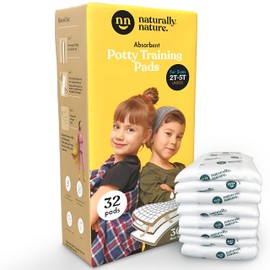 Naturally Nature Potty Training Pads for Toddlers, Size 2T-5T, 22-35lbs, Toddler Diaper Pads, One-Size, Perfect for Light Accidents, and Overnight Leak Protection (32 ct.), Unisex