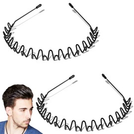 QBSID 2 Pcs Metal Headband, Spring Wavy Metal Hair Band, Metals Hair Band for Men Women, Fashion Non Slip Wire Headband Sports Headwear Simple Hair Hoop Hair Accessories