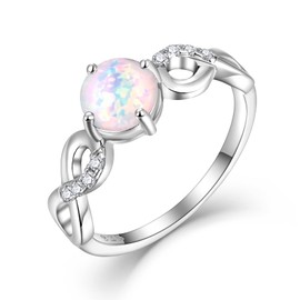STARCHENIE Infinity Promise Ring for Women 925 Sterling Silver Opal Ring Size5