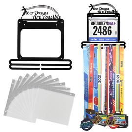 GOGO Medal Hanger and Running Bib Holder Display, Metal Race Medals Rack Wall Mounted Hanging Stands-9x14 Inch