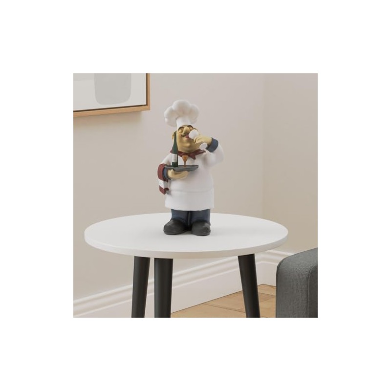 14.25 Inch Chef Serving and Drinking Wine Figurine