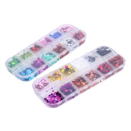 Healvian Heart Shaped Sequins Nail Art Glitter Sequins for Manicure Nail Decals Love Heart Glitter Scale Shaped Confetti