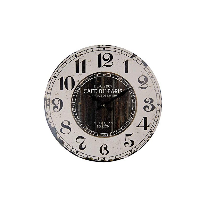MAISONICA 34cm Wooden Wall Clock - French Café du Paris