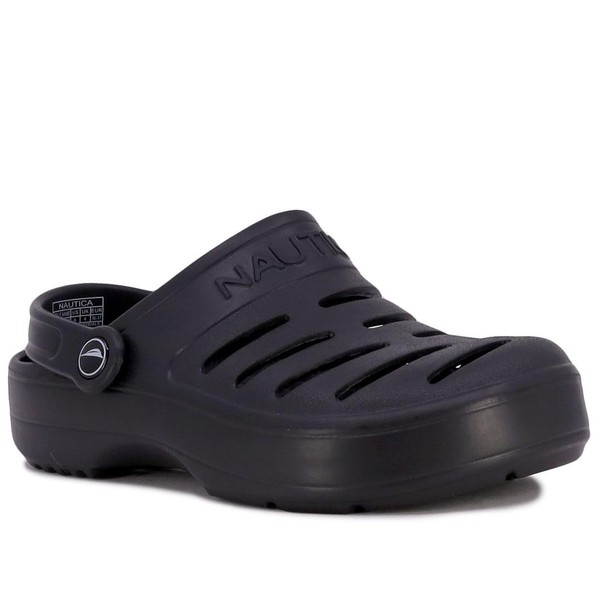 Nautica Men's Clogs - Athletic Sports Sandal - Water Shoes Slip-On with Adjustable Back Strap-River Edge-Black Size-10