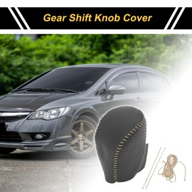 REPAIROCK Anti-Slip Gear Shift Knob Cover Car Stick Shifting Handle Protector for Honda Civic 16-21 Black Beige Faux Leather