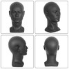 Black PVC Male Mannequin Head Professional Training Head Bald Manikin