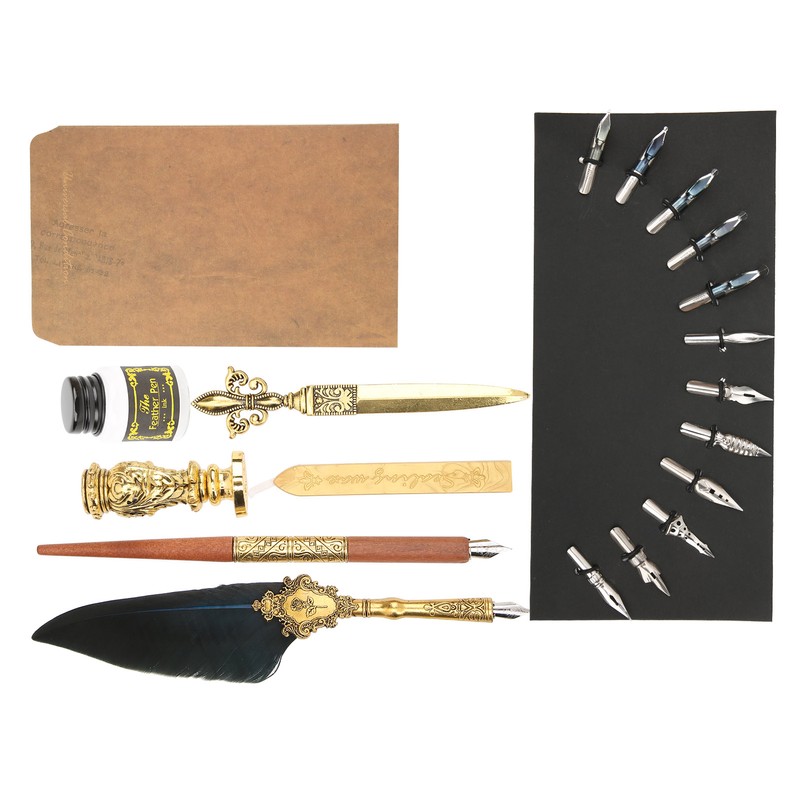 Feather Pen Set Retro British Creativity Writing Suit for Business