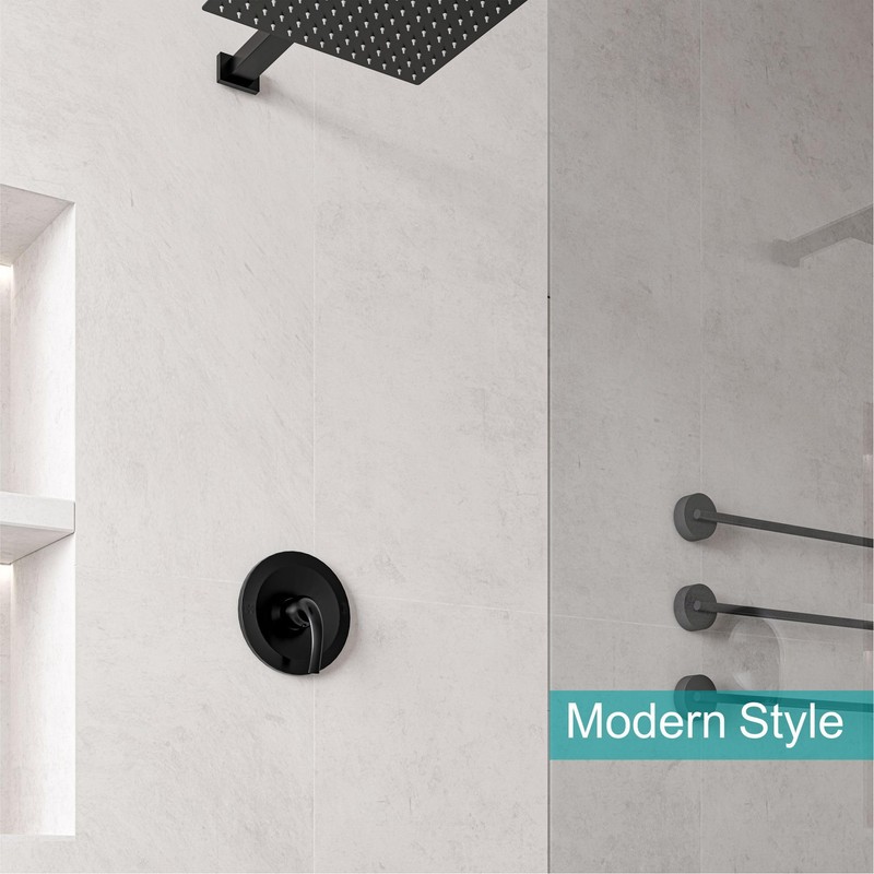SKOWLL Shower Valve Wall Mount Black Shower Mixer Valve Kit
