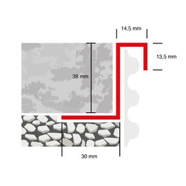 blizz-z Terraflex Aluminium Spacer Profile, Aluminium, Length: 2 m x H: 38 mm x D: 44.5 mm (Pack of 1), Facade Connection, Gravel Catching Strip, End Strip for Patio, Balcony, Rustproof, Made in