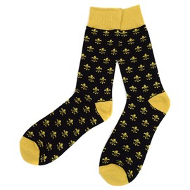 Men's Fleur de Lis Patterned Premium Cotton Dress Casual Crew Socks