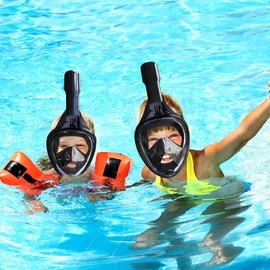 Retoo Snorkel Mask, Diving Mask, Full Mask for Adults and Children, L XL, Full Face Mask with 180° Field of View, Anti-Fog Technology, Anti-Leak, Diving Goggles with Camera Mount, Snorkel Set