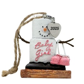 S’Mores Baby Girl First Christmas Ornament 2025 – Marshmallow Snowman Keepsake for Newborn Girl, Granddaughter, 2025