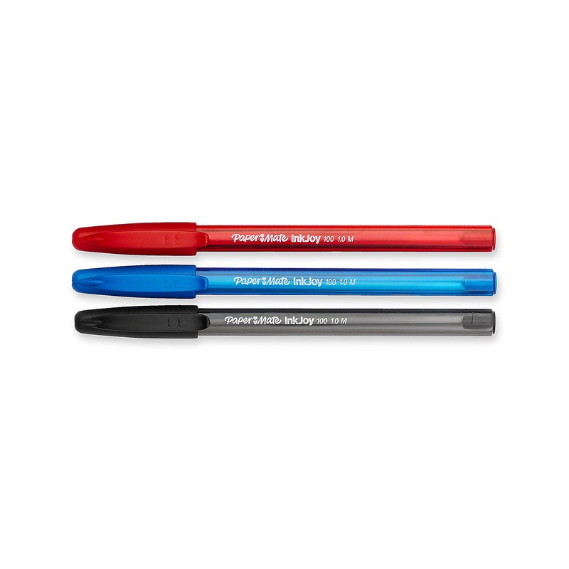 Paper Mate InkJoy 100ST Ballpoint Pens, Medium Point, Black/Red/Blue Ink,