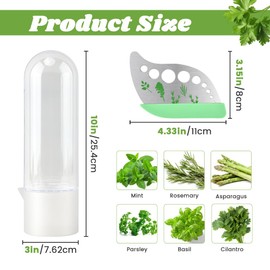 3Pcs Refrigerator Herb Keeper Containers,Herb Saver Jars with Herb Stripper