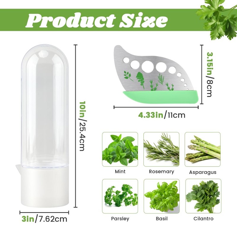 3Pcs Refrigerator Herb Keeper Containers,Herb Saver Jars with Herb Stripper