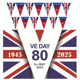 VE Day 80th Anniversary Flag, Victory In Europe Decorations, VE Day 80th Anniversary Aecorations of Victory in World War II Party Supply Outdoor Indoor ‌Union Jack