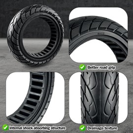 60/70-6.5 Scooter Tire 10x2.5 Inch Tubeless Solid Rubber Tire for Hiboy S2 MAX Segway Ninebot MAX G30/G30LP/G30P Gotrax G5/G6 Electric Scooter Replacement Wheels Front or Rear 1 PCS (Black)