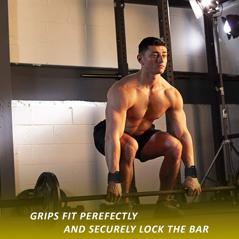 Weight Lifting Hooks, Non-Slip Rubber Coated Grips, 7mm Neoprene Wrist