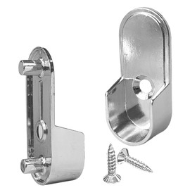 HDbonemu 15mm x 30mm Oval Closet Rod End Supports (Single Hole) with Rear Facing 6.5mm Pins (Pack of 40)