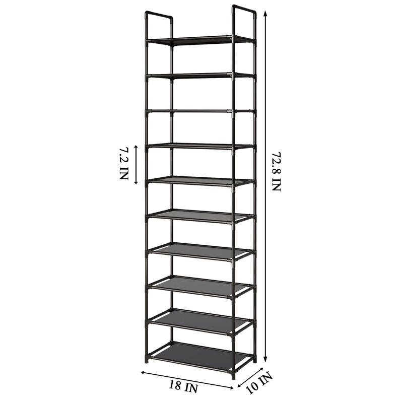 MUAHRCE 10-Tier Tall Shoe Rack for Closet, Entryway, Adjustable Sturdy