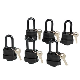Waterproof 40mm Heavy Duty Padlocks with Laminated Steel for Gym Locker, Garage, Fence, Shed, Outdoor & Indoor, Keyed Alike(Pack of 6)