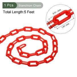 YOKIVE Plastic Chain Barrier, Safety Link Chain Stanchion Barrier Crowd Control, Great for Parking Lot Elevator Driveway (Red, 5 Feet, 0.3" Dia)