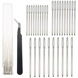 Sewing Needles, Dujelixa Wool Needle Silver, Darning Needle(10Pcs*2.0*70mm + 10Pcs*2.0*60mm + 10Pcs*1.25*52mm)+ Elbow Tweezers, Needle suitable for cross stitch, ribbon embroidery, Sweater, etc.